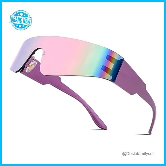 Futuristic Visor Sunglasses Rimless One Piece Goggles Punk Style Shield Frame main image 4